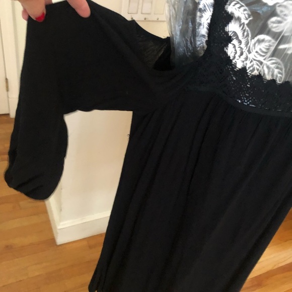 Xhilaration XXL black cotton blend off shoulder cold shoulder 3/4 sleeve - Picture 2 of 10